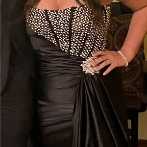 Beautiful prom dress black sold with stones